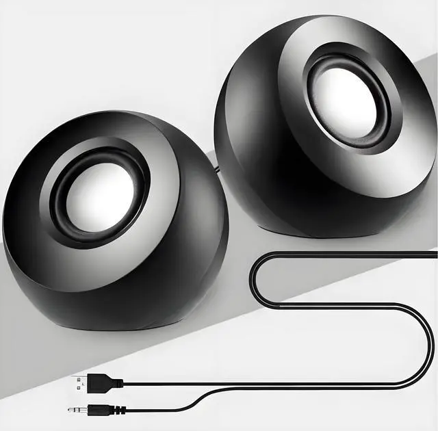 Main image of CORN 3.5mm Mini Computer Speakers, Powered by USB (Black)
