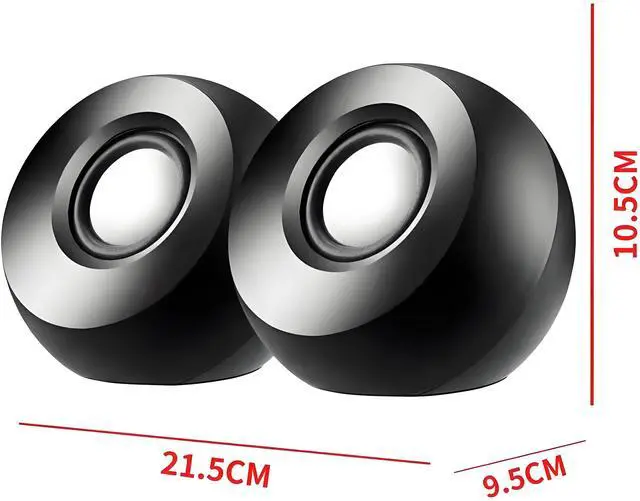 Alt view image 2 of 3 - CORN 3.5mm Mini Computer Speakers, Powered by USB (Black)