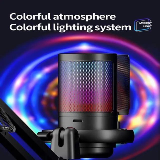 Alt view image 5 of 7 - CORN Gaming PC USB Microphone, Podcast Condenser Mic with Boom Arm, Pop Filter, Mute Button for Streaming, Twitch, Online Chat, RGB Computer Mic for PS4/5 PC Gamer Youtuber-AmpliGame ME6S