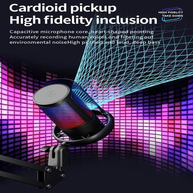 Alt view image 6 of 7 - CORN Gaming PC USB Microphone, Podcast Condenser Mic with Boom Arm, Pop Filter, Mute Button for Streaming, Twitch, Online Chat, RGB Computer Mic for PS4/5 PC Gamer Youtuber-AmpliGame ME6S