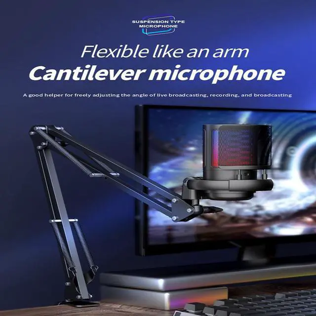 Alt view image 3 of 7 - CORN Gaming PC USB Microphone, Podcast Condenser Mic with Boom Arm, Pop Filter, Mute Button for Streaming, Twitch, Online Chat, RGB Computer Mic for PS4/5 PC Gamer Youtuber-AmpliGame ME6S