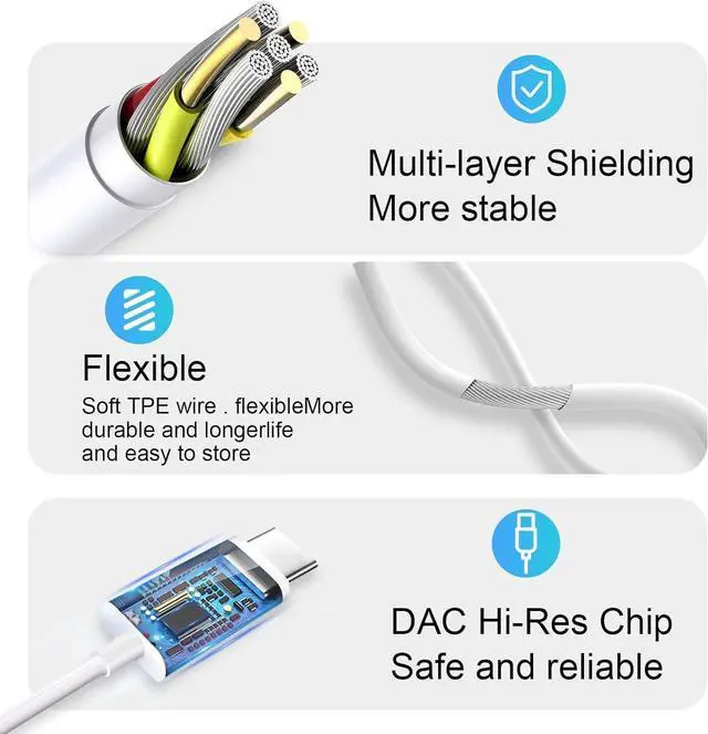 Alt view image 6 of 7 - 2 Pack USB C Headphones for iPhone 15 Earbuds Type C Wired Earphones with Mic & Remote Control Noise Cancelling for iPhone 16 pro, iPad Pro, Galaxy S23/S22/S21/S20/Ultra Note 10/20, Pixel 7/6/6a/5/4