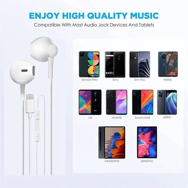 Alt view image 7 of 7 - 2 Pack USB C Headphones for iPhone 15 Earbuds Type C Wired Earphones with Mic & Remote Control Noise Cancelling for iPhone 16 pro, iPad Pro, Galaxy S23/S22/S21/S20/Ultra Note 10/20, Pixel 7/6/6a/5/4