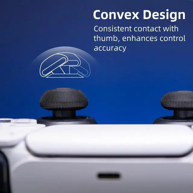 Alt view image 5 of 7 - Skull & Co. Convex Thumb Grips Set: Skin, CQC Joystick Cap Analog Stick Cap for Nintendo Switch Pro Controller & PS5 / PS4 / Slim/Pro Controller- Black, 2 Pairs (4pcs)