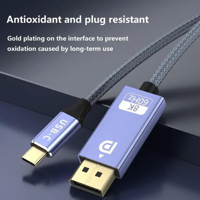 Alt view image 3 of 7 - CORN 8K@60Hz USB C to DisplayPort 1.4 Cable (8K@60Hz, 4K@144Hz, 2K@240Hz), 32.4Gbps, USB-C to DP Cable Compatible for iPhone 16/15,MacBook Pro/Air,Odyssey G8/G9 (3.3FT/1m)