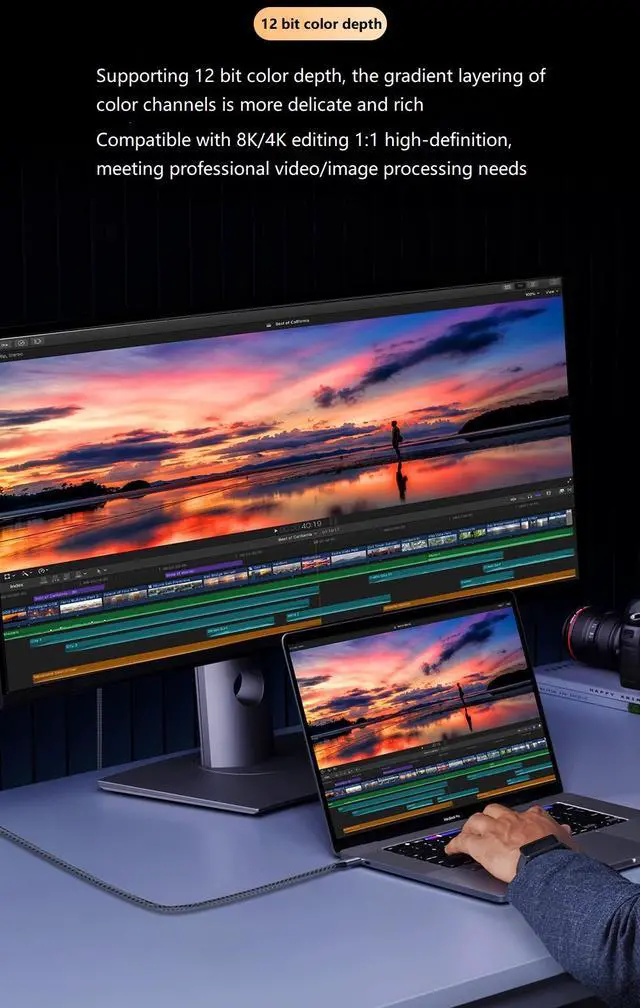 Alt view image 6 of 7 - CORN USB C to HDMI 2.1 8K Cable(8K@60Hz,4K@144Hz,2K@240Hz), Type-C to HDMI Cord, [Thunderbolt 3/4 Compatible] 48Gbps/HDCP2.3/HDR for iPhone 15,MacBook Pro/Air,iPad Pro,Surface,Dell,HP (3.3FT/1m)