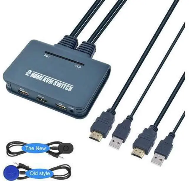 Alt view image 2 of 4 - CORN HDMI KVM Switch 2 Port with Cables, Selector Switcher for 2 Computers Share One Monitor, Keyboard, Mouse and USB Peripheral Support 4k×2K@30hz Resolution