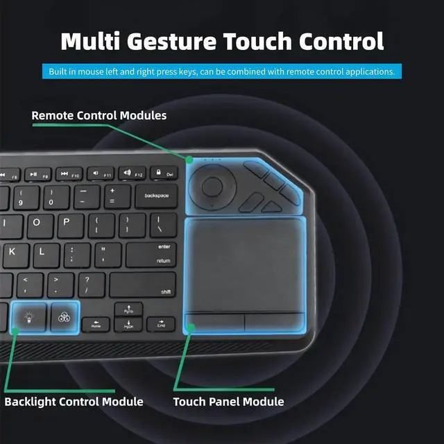 Alt view image 5 of 6 - Multi-Device Wireless Bluetooth Keyboard with Multi-Touch Touchpad-Wireless TV Keyboard,Support 3 Devices for TV,Windows, Android, Chrome OS, Laptop,Grey