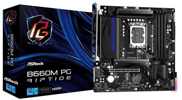 Main image of ASROCK B660M PG Riptide Intel B660 128G DDR4 PCIe 4.0 x16, Support 12 Intel Desktop CPU Motherboard Socket LGA 1700