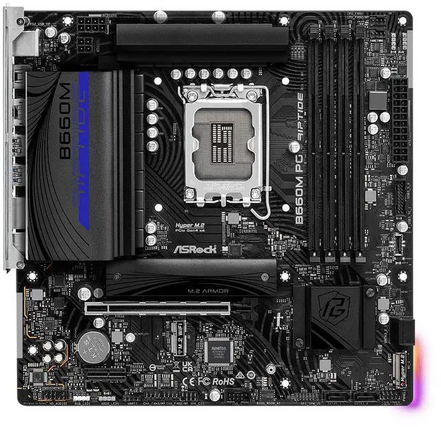 Alt view image 2 of 5 - ASROCK B660M PG Riptide Intel B660 128G DDR4 PCIe 4.0 x16, Support 12 Intel Desktop CPU Motherboard Socket LGA 1700