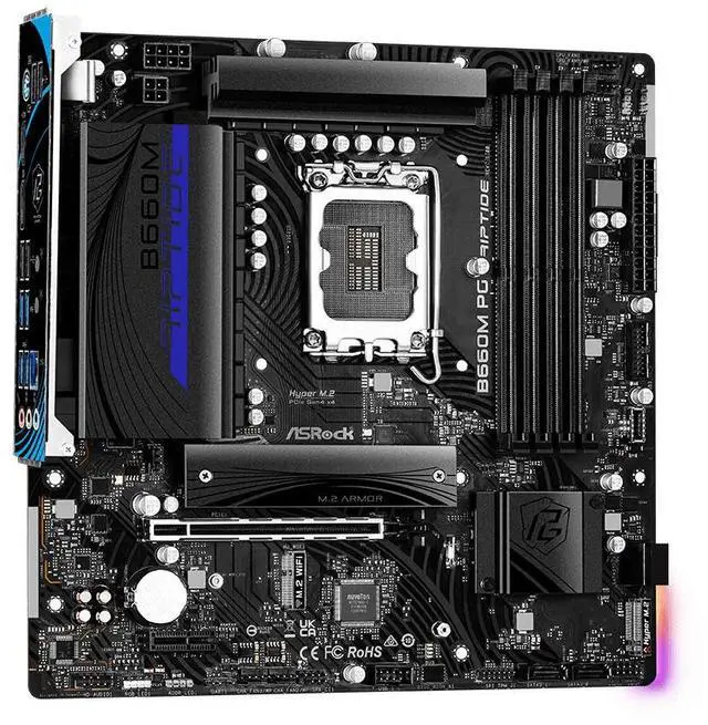 Alt view image 4 of 5 - ASROCK B660M PG Riptide Intel B660 128G DDR4 PCIe 4.0 x16, Support 12 Intel Desktop CPU Motherboard Socket LGA 1700