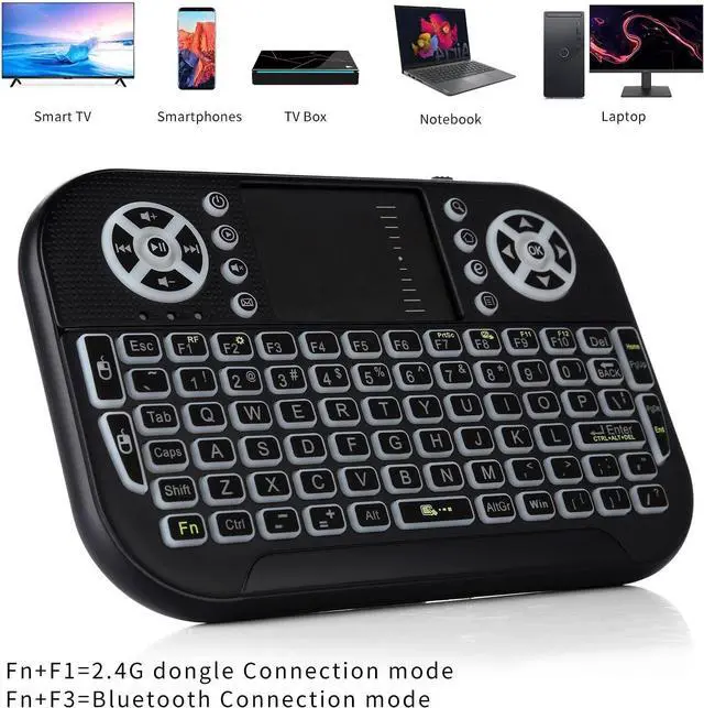 Alt view image 2 of 5 - CORN 2.4Ghz Mini Wireless Keyboard Full Screen Air Mouse Bluetooth Keyboard Touchpad Combo Remote Control for PC Win7/8/10 Android TV Set-up Box HTPC IPTV