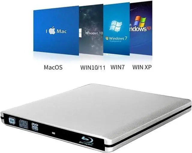 Alt view image 4 of 4 - Aluminum 4K Blu-ray Burner External BD Writer CD DVD Drive USB 3.0 USB-C Disc Burner Player Writer Blu-ray Player Compatible with iMac MacBook Pro/Air iMac All Laptops and Desktop pc