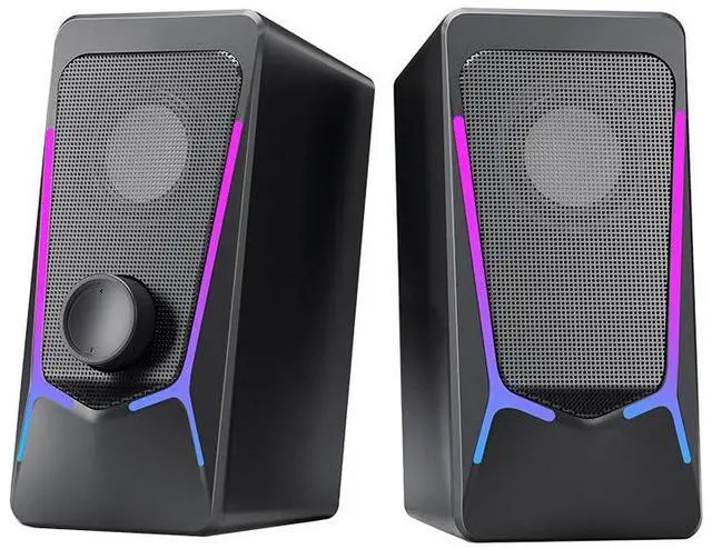 Main image of Computer Speakers, Gaming Desktop Speakers with Color Backlit, 6W USB Powered Volume Control Speakers, 2.0 Stereo Laptop Speaker, Bluetooth&USB Audio for PC, Monitor, Mac, Tablet, Phone