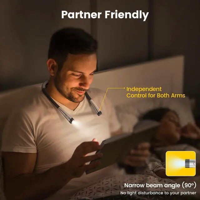 Alt view image 6 of 6 - CORN Book Light , 3-Color & 3-Brightness Reading Light, Bendable Neck Light, Durable Rechargeable Lamp, Perfect Book Light for Reading in Bed, Knitting, Repairing, Book Lovers Gifts