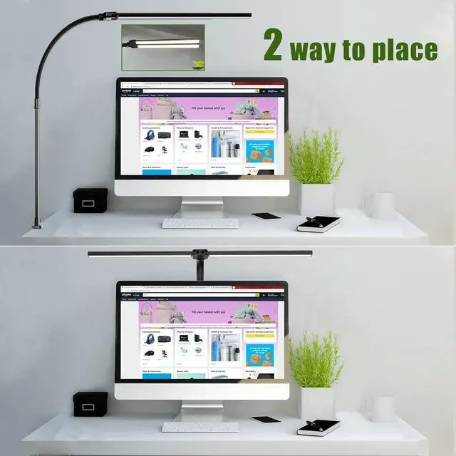 Alt view image 4 of 6 - Double Head LED Desk Lamp with Remote Control for Home Office 13W Brightest Computer Desk Light for Workbench Drafting Architect Study Reading with Anti-Glare Cover