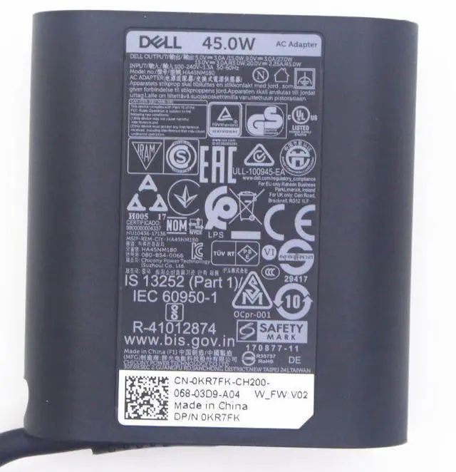 Alt view image 2 of 3 - FOR DELL New Replacement 45W USB Type-C for Dell XPS 12 (9250), 13 (9370), 13 (9380), 13 (7390) 2-in-1, 13 (9300), 13 (9365) 2-in-1, 13 (9310), 13 (9310) 2-in-1, 1J12J, 01J12J, 0P08C8, P08C8 HA45NM180