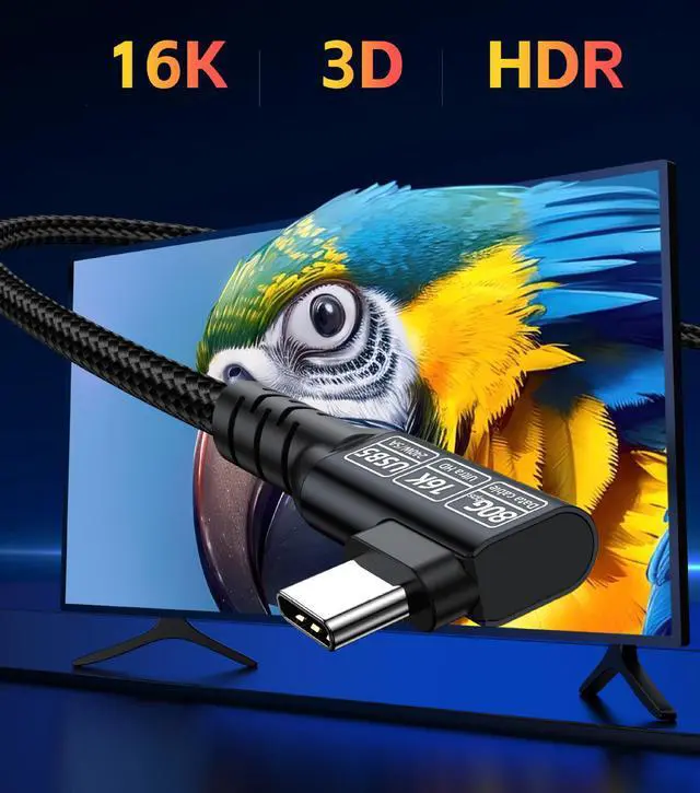 Alt view image 7 of 7 - 80 Gbps 90 Degrees Data Transfer,Short USB 5 Cable, Supports 16K/Dual8K HD Display, 240W Charging USB c to USB c Monitor Cable, Compatible with Thunderbolt 5, Thunderbolt 4,Right Angle