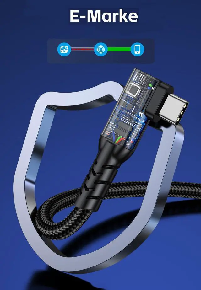 Alt view image 6 of 7 - 90 Degrees 80 Gbps Data Transfer,Short USB 5 Cable, Supports 16K/Dual8K HD Display, 240W Charging USB c to USB c Monitor Cable, Compatible with Thunderbolt 5, Thunderbolt 4,Right Angle