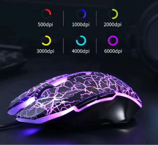 Alt view image 2 of 6 - Crack Backlit Gaming Keyboard and Mouse Combo,114 Keys USB Wired Mechanical Feeling Crack 
 Keyboard,3 Color Blue/Red/Purple LED Backlit,6 color Gaming Mouse and Pad for Computer Gamer Office