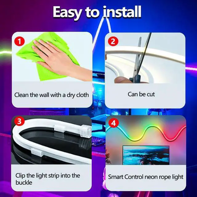 Alt view image 7 of 7 - RGBIC LED Strip Lights, 32.8ft Smart LED Lights for Bedroom, Bluetooth LED lights APP Control, DIY Multiple Colors on One Line, Color Changing LED Strip Lighting Music Sync, Party Decor