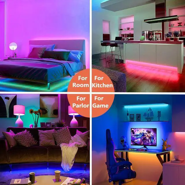 Alt view image 2 of 7 - RGBIC LED Strip Lights, 32.8ft Smart LED Lights for Bedroom, Bluetooth LED lights APP Control, DIY Multiple Colors on One Line, Color Changing LED Strip Lighting Music Sync, Party Decor