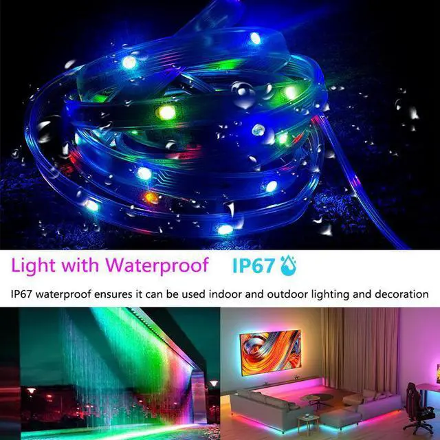 Alt view image 4 of 7 - RGBIC LED Strip Lights, 32.8ft Smart LED Lights for Bedroom, Bluetooth LED lights APP Control, DIY Multiple Colors on One Line, Color Changing LED Strip Lighting Music Sync, Party Decor