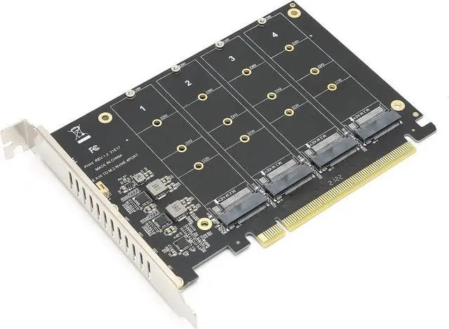 Alt view image 4 of 6 - M.2 PCIE Adapter Card, 4 Port M.2 NVMe SSD to PCIE X16 M Key Hard Drive Converter Reader Expansion Card PC Internal Expansion Card Pcie Nvme Adapter