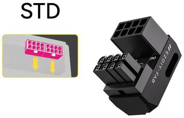 Main image of 8Pin GPU Power Adapter, U Turn 180 Degree Video Card 8-Pin Female to Male Power Connector Desktop Graphics Card Cable Ties for Easy Installation