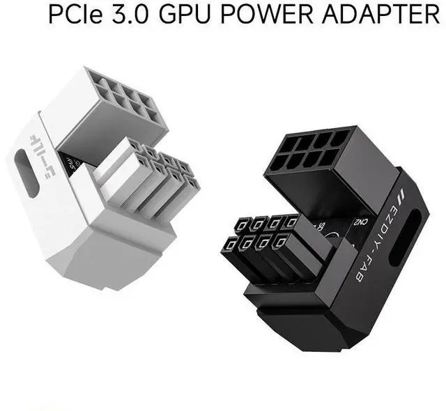 Alt view image 7 of 7 - 8Pin GPU Power Adapter, U Turn 180 Degree Video Card 8-Pin Female to Male Power Connector Desktop Graphics Card Cable Ties for Easy Installation White RVS 180 Degree