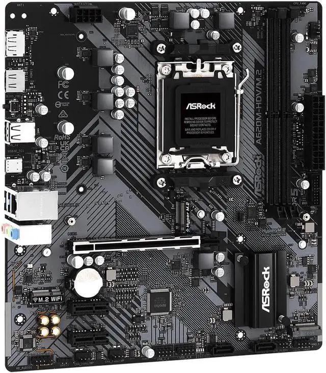 Alt view image 3 of 4 - ASRock A620M-HDV/M.2 AM5 Micro ATX Motherboard, supports up to 65W  AM5 Ryzen 7000 Series Processors
