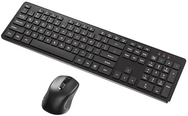 Main image of 2.4GHz Full Size Wireless Keyboard and Mouse Combo, Ergonomic Design Compatible with Windows and Linux, 800/1200/1600 DPI - Plug and Play
