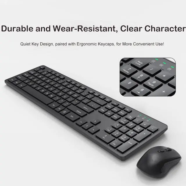 Alt view image 5 of 7 - 2.4GHz Full Size Wireless Keyboard and Mouse Combo, Ergonomic Design Compatible with Windows and Linux, 800/1200/1600 DPI - Plug and Play