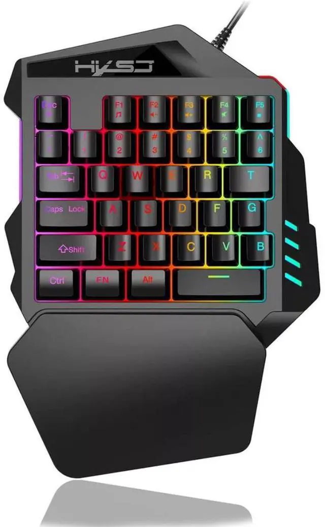 Main image of CORN V100-2 Ergonomic Design,Cool Exterior 35 Keys USB Wired Gaming Left-handed Mini Mechanical Feeling Gaming Keyboard With Colorful Backlit - Black