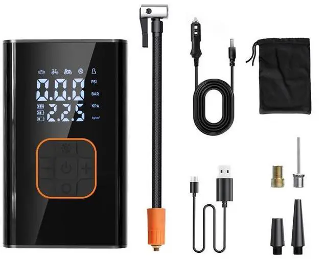 Alt view image 6 of 7 - Tire Inflator Portable Air Compressor, 150PSI Cordless Air Pump for Car Tires with 4000mAh Battery, Electric Tire Pump with Pressure Gauge Emergency Light for Car Bike Motor Ball, Bike Pump