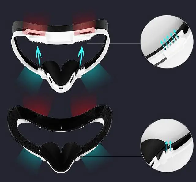 Alt view image 3 of 6 - Fan for Oculus Quest 2 Fan Cooler for Oculus Quest 2 Cooling Fan Anti Fog, Accessories for VR Oculus Quest 2, With SweatProof PU Face Cover Pad/Facial Interface/Nose Pad, Double Cooling Fan System