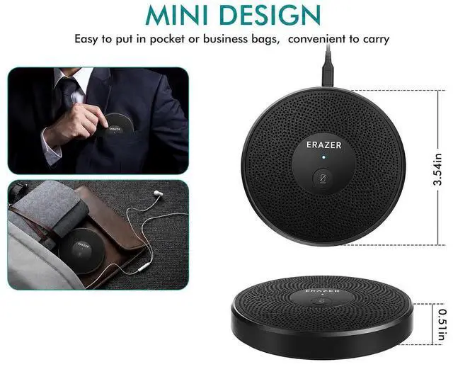 Alt view image 3 of 4 - USB Conference Microphone for Computer, 360°Omnidirectional Condenser PC Mic Pick Up Voice 10ft,One-Key Mute,Plug & Play Laptop Desktop Microphone for Video Meeting,Skype,Zoom,Gaming(Windows/Mac OS)