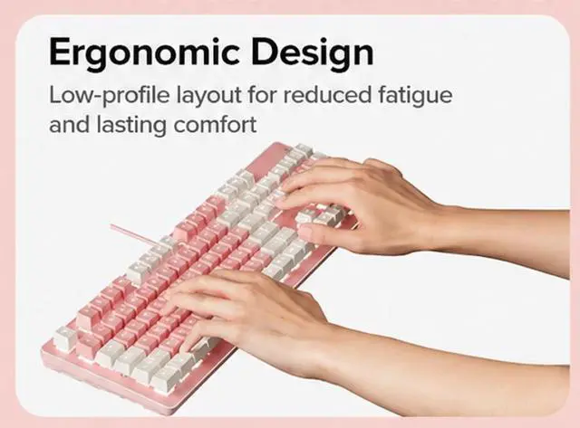 Alt view image 4 of 4 - CORN 104 keys NKRO Ergonomic Design, Cool Exterior USB Wired 104Keys Pink Mechanical Keyboard, White Backlit - Pink Panel (Red Switch)