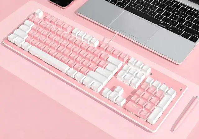 Main image of CORN 104 keys NKRO Ergonomic Design, Cool Exterior USB Wired 104Keys Pink Mechanical Keyboard, White Backlit - Pink Panel (Red Switch)