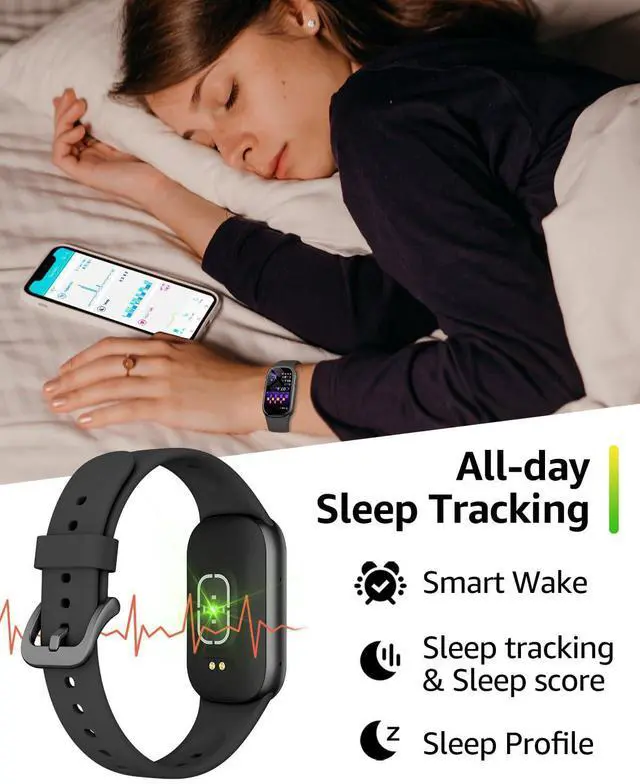 Alt view image 4 of 6 - Fitness Tracker HR, Activity Tracker Watch with Heart Rate Monitor, Waterproof Smart Fitness Band with Step Counter, Pedometer Watch for Kids Women and Men-Black