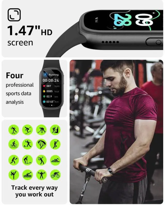Alt view image 5 of 6 - Fitness Tracker HR, Activity Tracker Watch with Heart Rate Monitor, Waterproof Smart Fitness Band with Step Counter, Pedometer Watch for Kids Women and Men-Black
