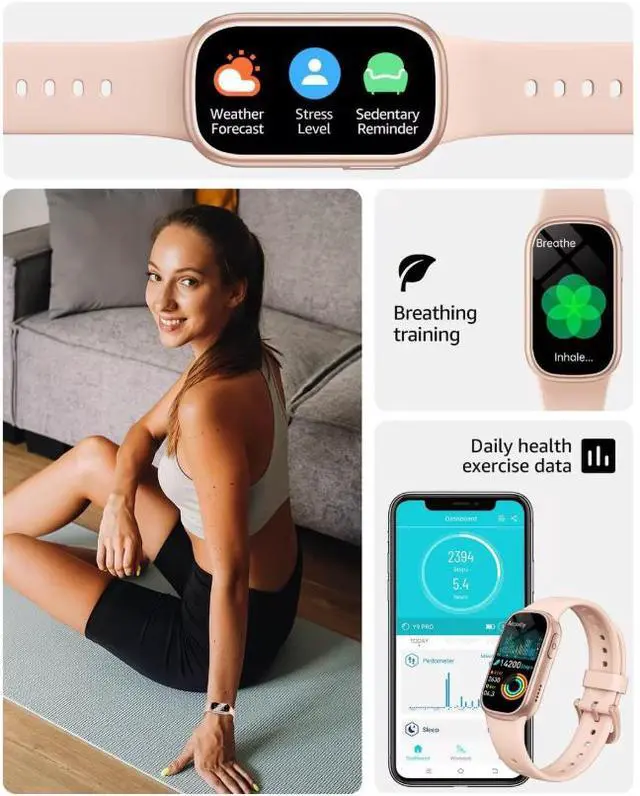 Alt view image 3 of 7 - Fitness Tracker HR, Activity Tracker Watch with Heart Rate Monitor, Waterproof Smart Fitness Band with Step Counter, Pedometer Watch for Kids Women and Men-Pink