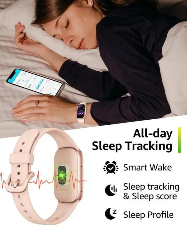 Alt view image 5 of 7 - Fitness Tracker HR, Activity Tracker Watch with Heart Rate Monitor, Waterproof Smart Fitness Band with Step Counter, Pedometer Watch for Kids Women and Men-Pink