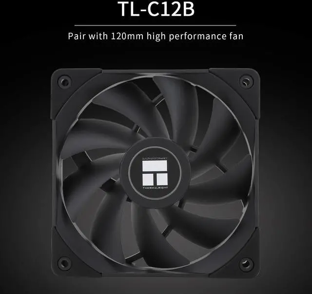 Alt view image 2 of 5 - Peerless Assassin 120 Black CPU Air Cooler, 6 Heat Pipes,TL-C12B PWM Fan, Aluminium Heatsink Cover, AGHP Technology, for AMD AM4/AM5/Intel LGA 1700/115X/1851/1200/2066/2011 PA120 Black