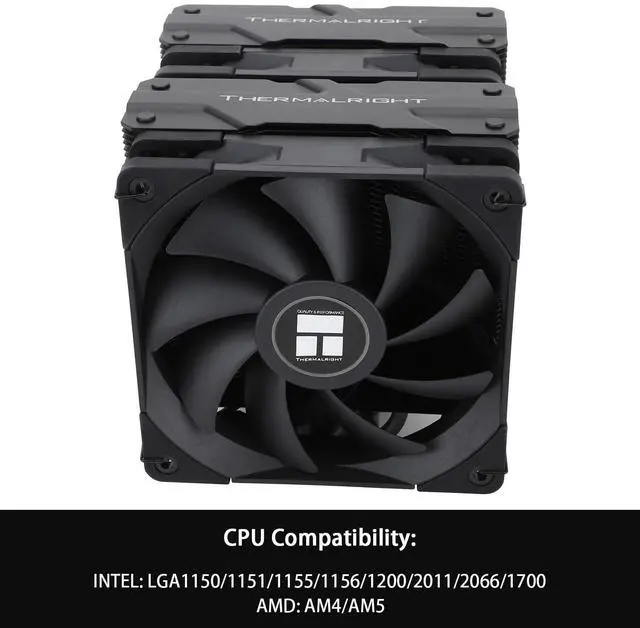 Alt view image 3 of 5 - Peerless Assassin 120 Black CPU Air Cooler, 6 Heat Pipes,TL-C12B PWM Fan, Aluminium Heatsink Cover, AGHP Technology, for AMD AM4/AM5/Intel LGA 1700/115X/1851/1200/2066/2011 PA120 Black