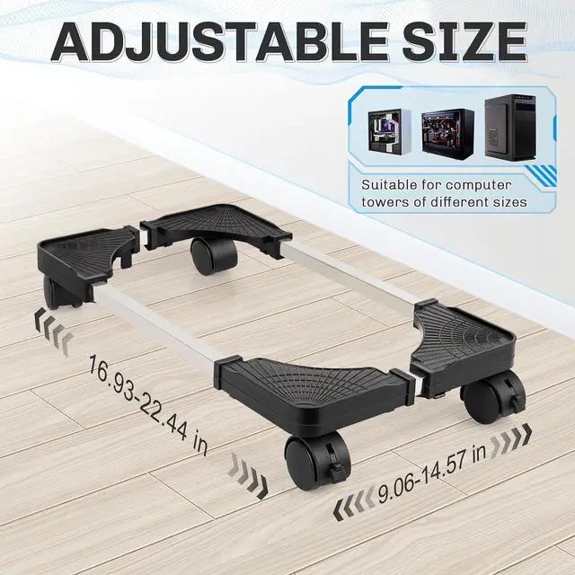 Alt view image 2 of 7 - Mobile CPU Stand, Computer Tower Holer with Locking Caster Wheel & Adjustable Width from 8 to 12 Inches, Fits Most PC Under Home Office Desk