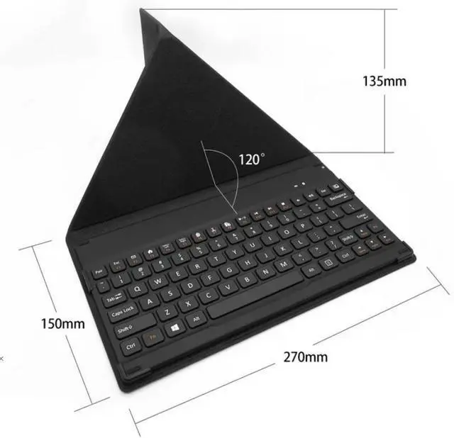 Alt view image 4 of 6 - Bluetooth Keyboard with Premium Leather Cover Stand, Ultra-Slim Portable Mini Wireless Keyboard Suitable for iPad Pro Apple iPhone Tablets Window Android- Black for 9.7-11 inch
