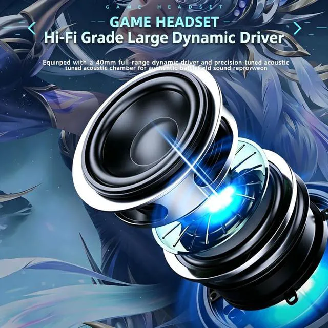 Alt view image 4 of 5 - Corn G9000 Stereo Gaming Headset for PS4 PC Xbox One PS5 Controller, Noise Cancelling Over Ear Headphones with Mic, LED Light, 7.1 Surround Sound, Soft Memory Earmuffs for Nintendo Xbox Series X|S