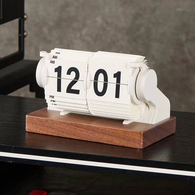 Main image of Desktop Time Management Clock, Creative Desk Decoration, Smart Multi-functional Alarm Clock, Automatic Time Synchronization and Page Turning Clock White