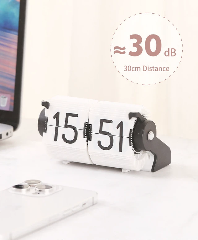 Alt view image 4 of 7 - Desktop Time Management Clock, Creative Desk Decoration, Smart Multi-functional Alarm Clock, Automatic Time Synchronization and Page Turning Clock White